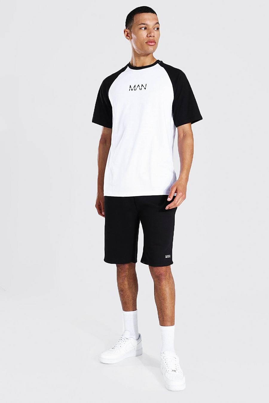White Tall - MAN Dash T-shirt med raglanärm och shorts image number 1