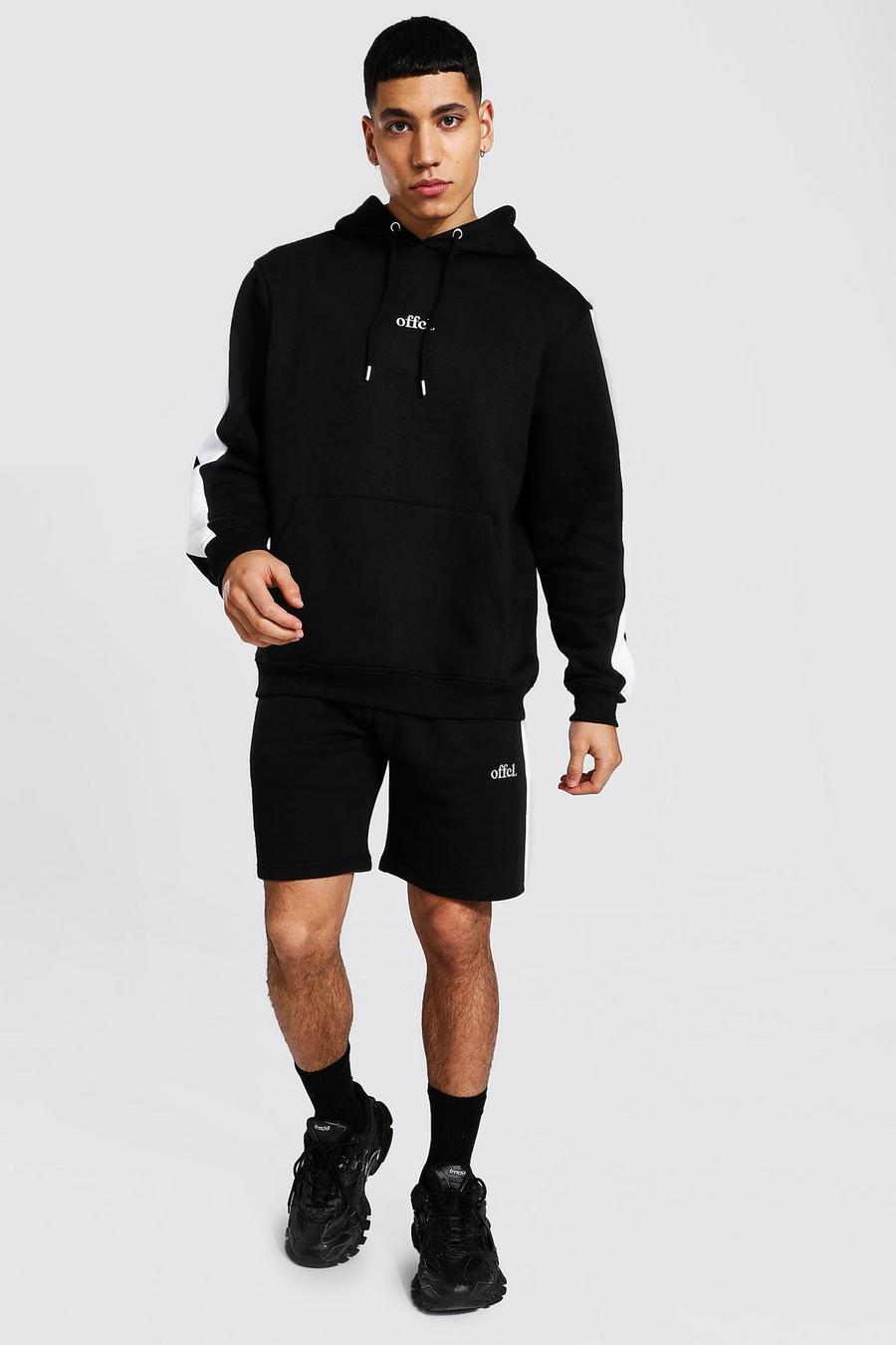 Black Offcl Hoodie och shorts med sidopaneler image number 1