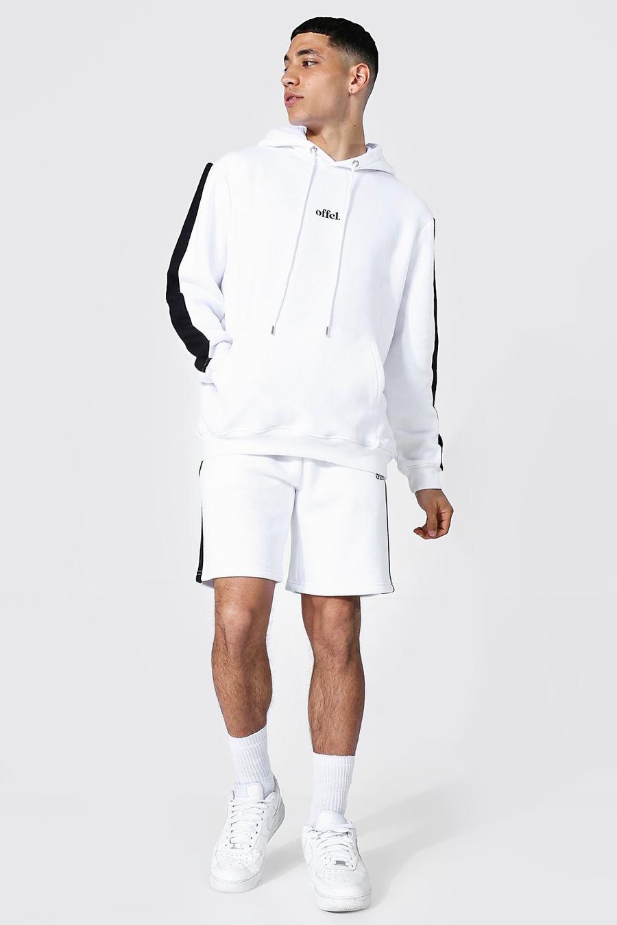 White Offcl Side Panel Short Hooded Tracksuit image number 1