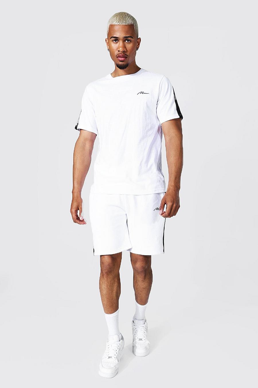 T-shirt à empiècement sur le côté et short - MAN, White image number 1