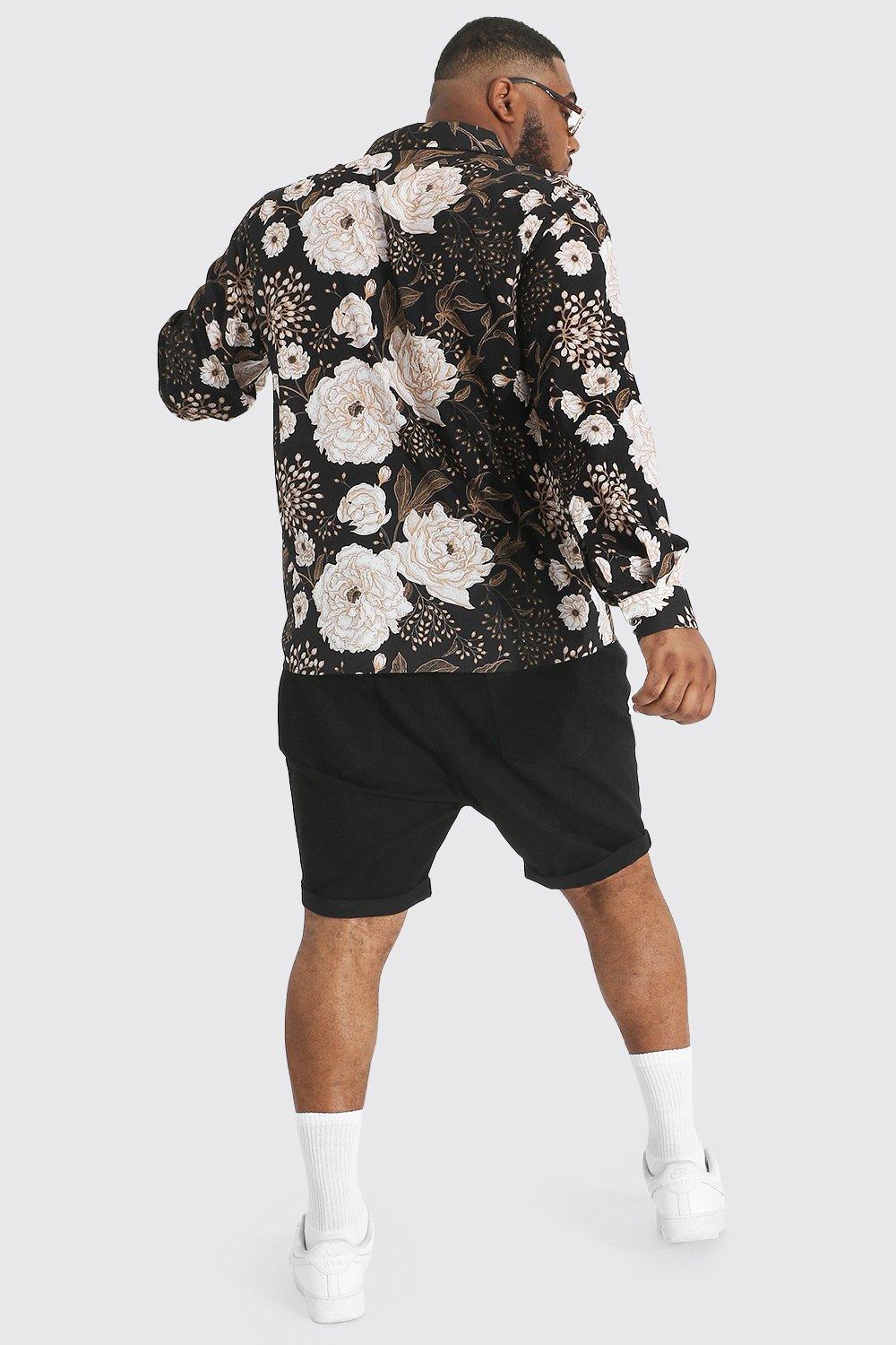 Plus Size Long Sleeve Floral Print Shirt | boohoo