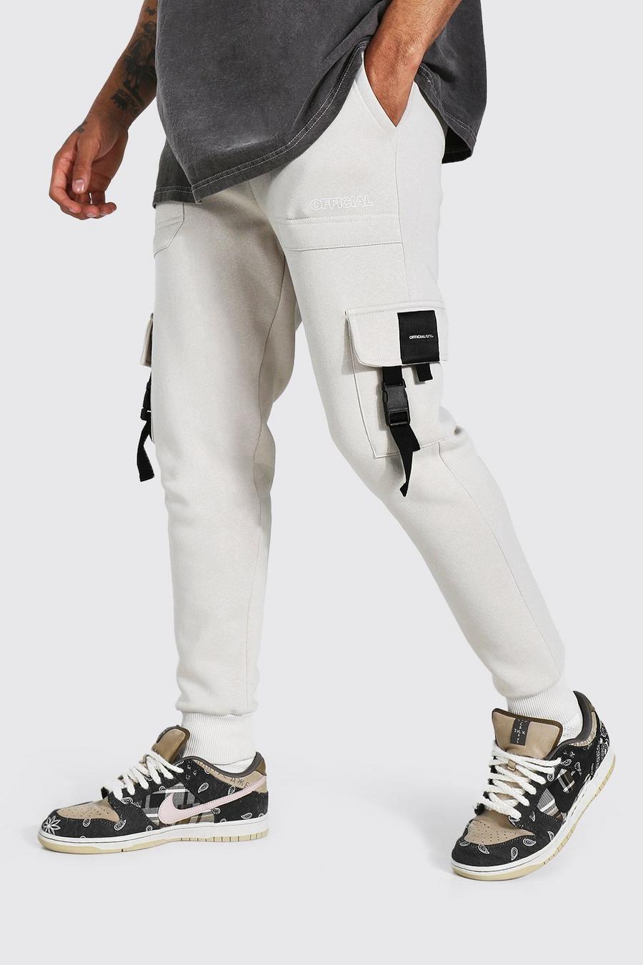 Pantalones de deporte estilo militar skinny utilitarios Official, Gris piedra image number 1