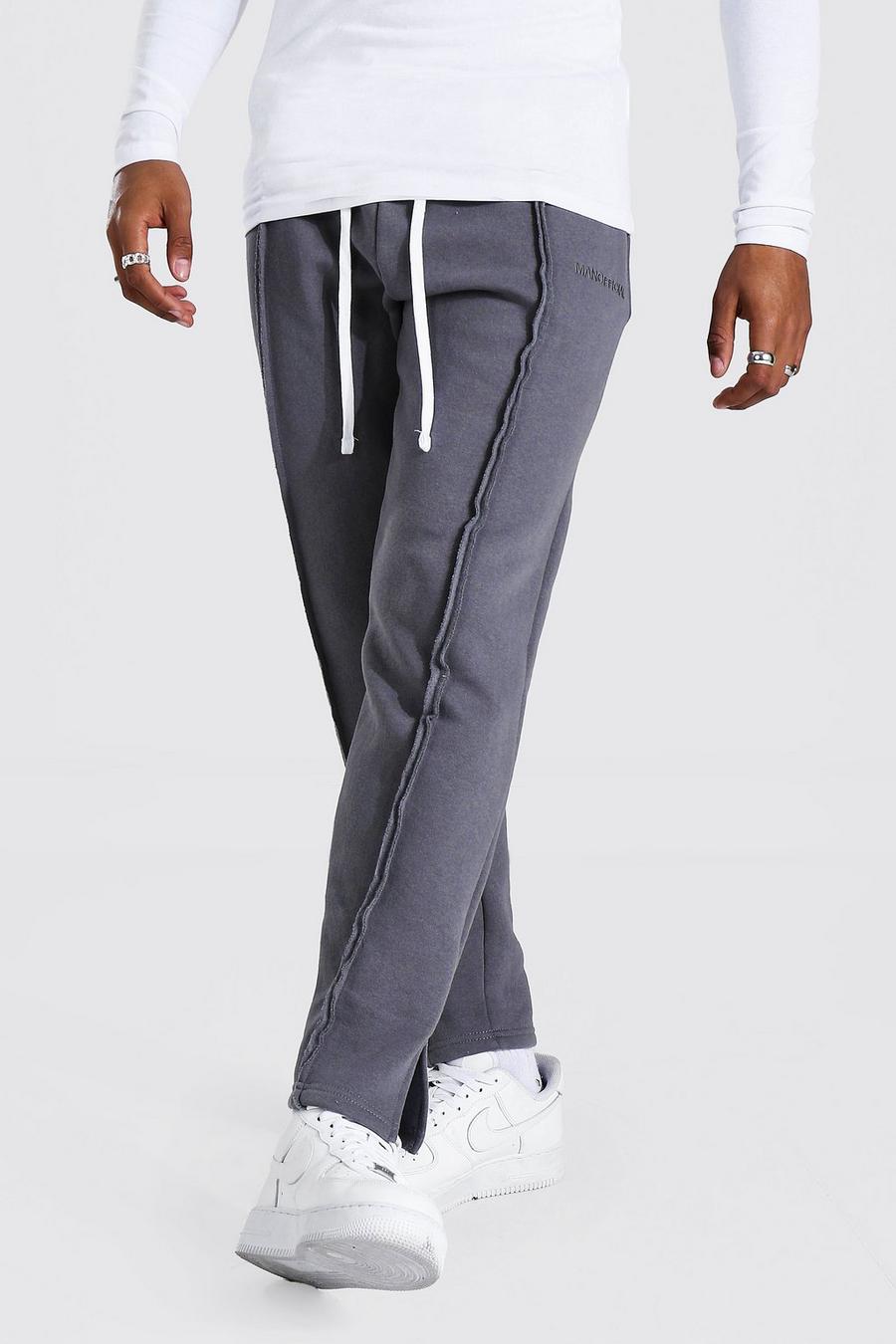 Charcoal Loose Fit Man Official Split Hem Track Pants image number 1