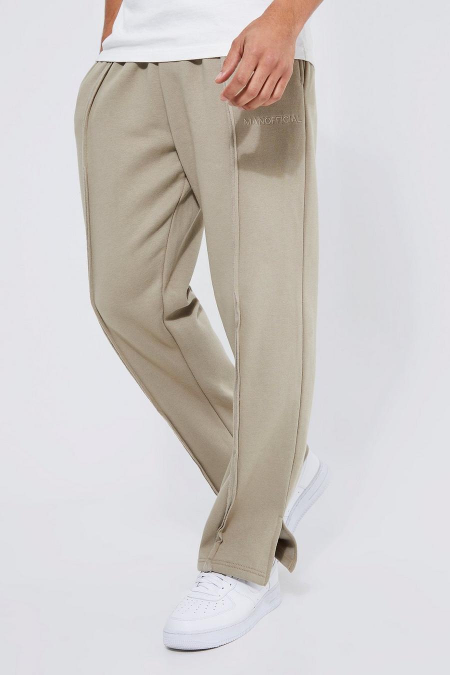 Pantaloni tuta comodi Man Official con spacco sul fondo, Khaki