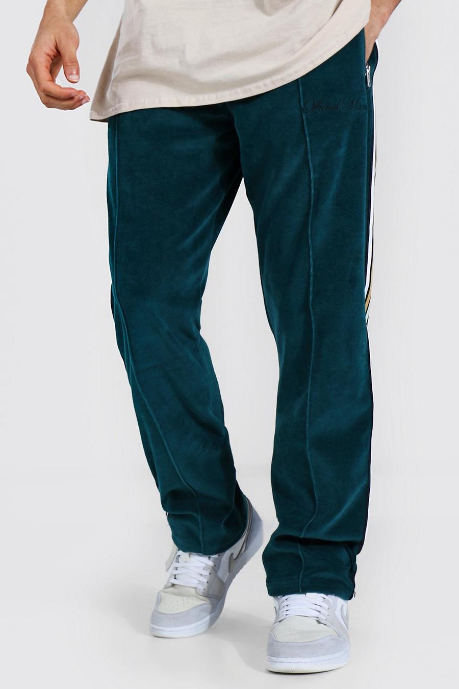 Teal Official Man Towel Track Pant With Side Tape image number 1