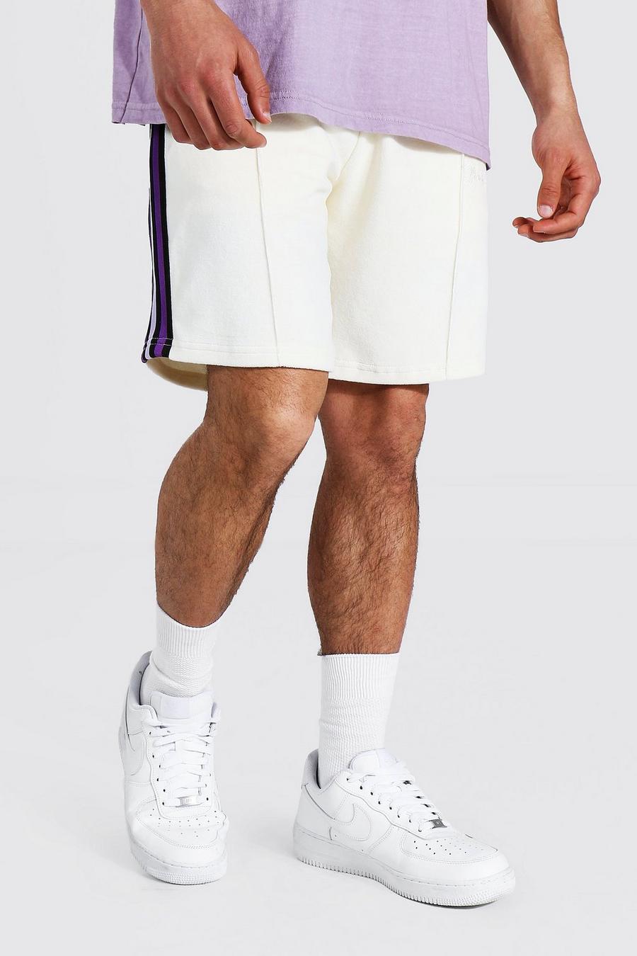 Short en jersey en tissu éponge - Official MAN, Cream image number 1