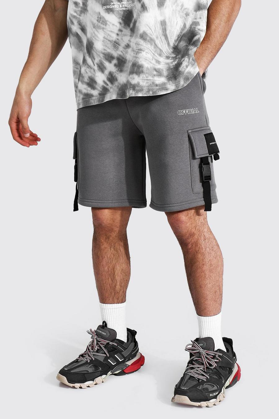 Charcoal Official Skinny Fit Utility Cargo Shorts image number 1