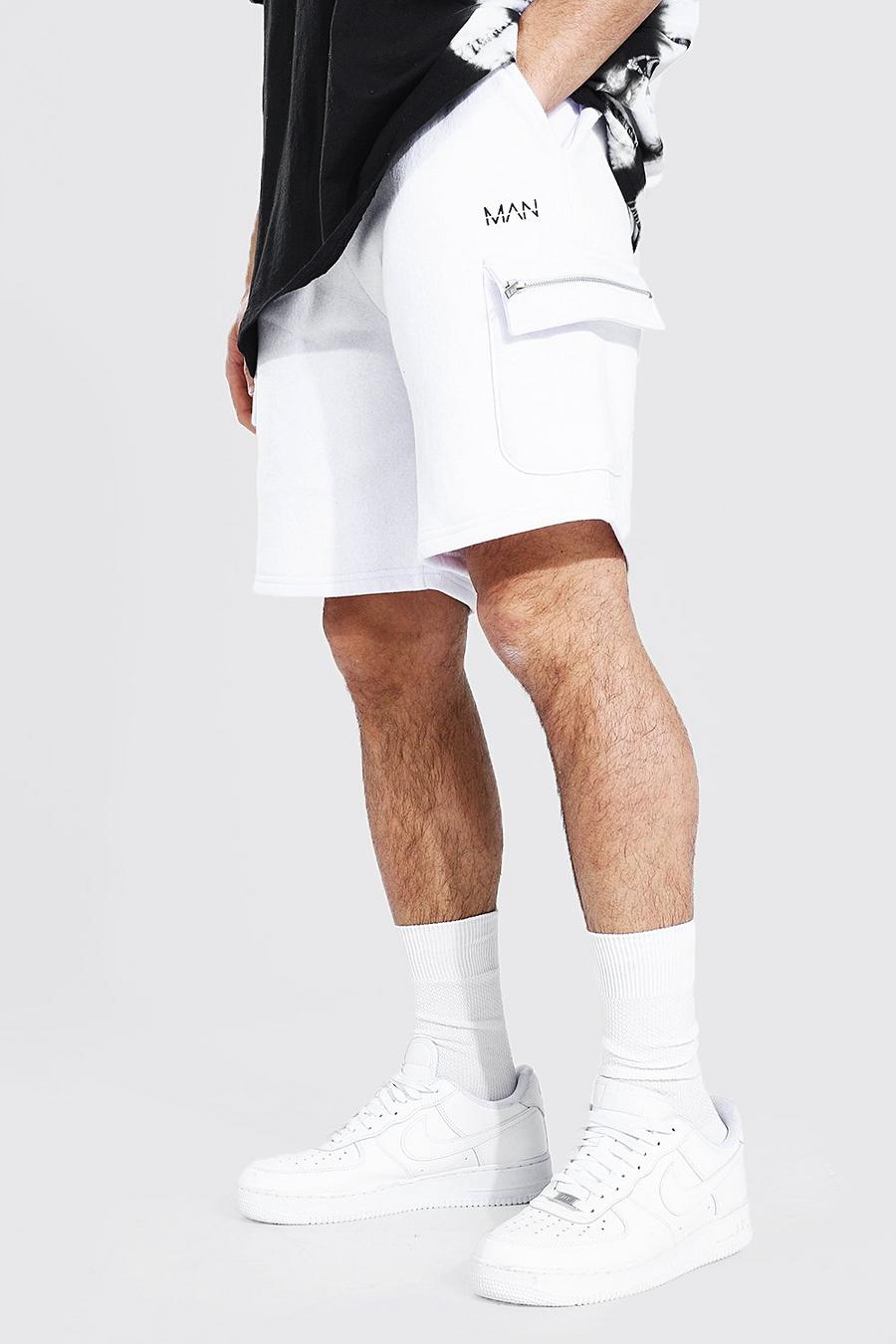 Man Cargo-Shorts mit Reißverschlussapplikation, Weiß image number 1