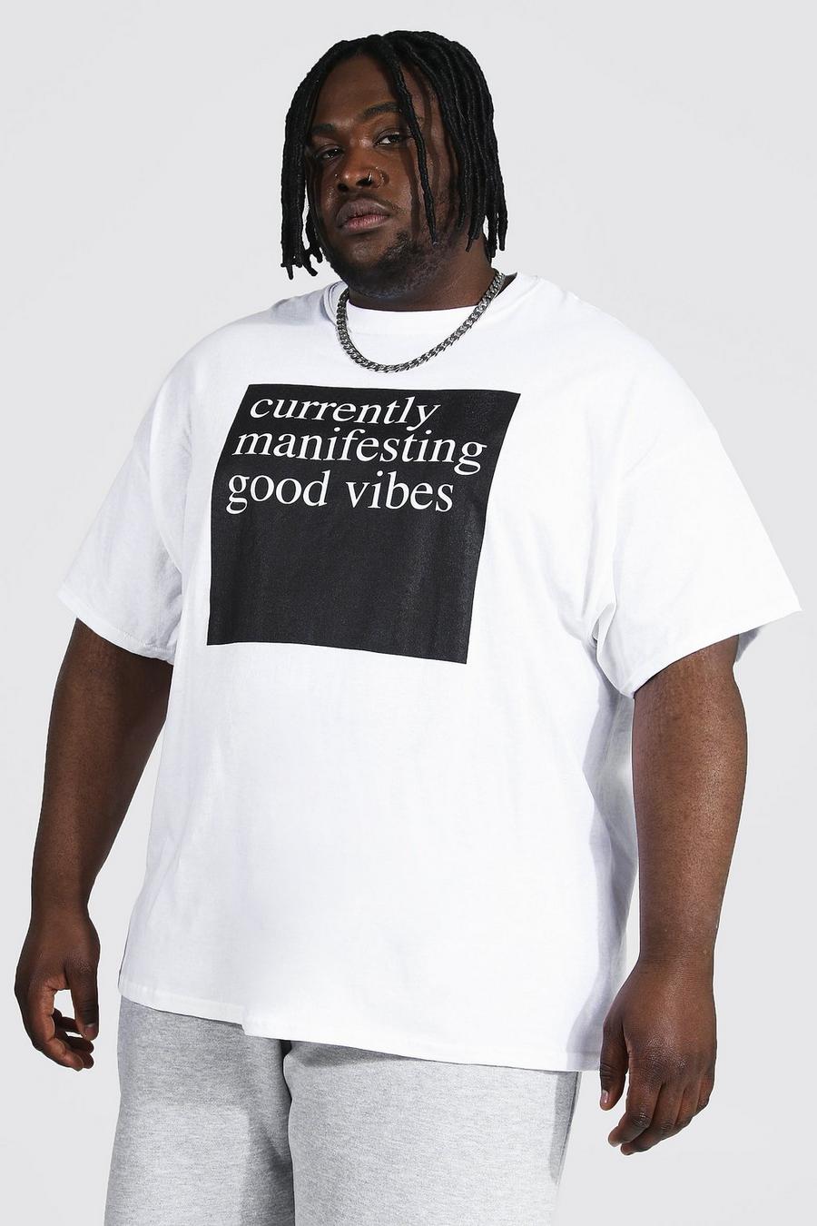 White Plus Size Positive Text Box Print T-Shirt image number 1
