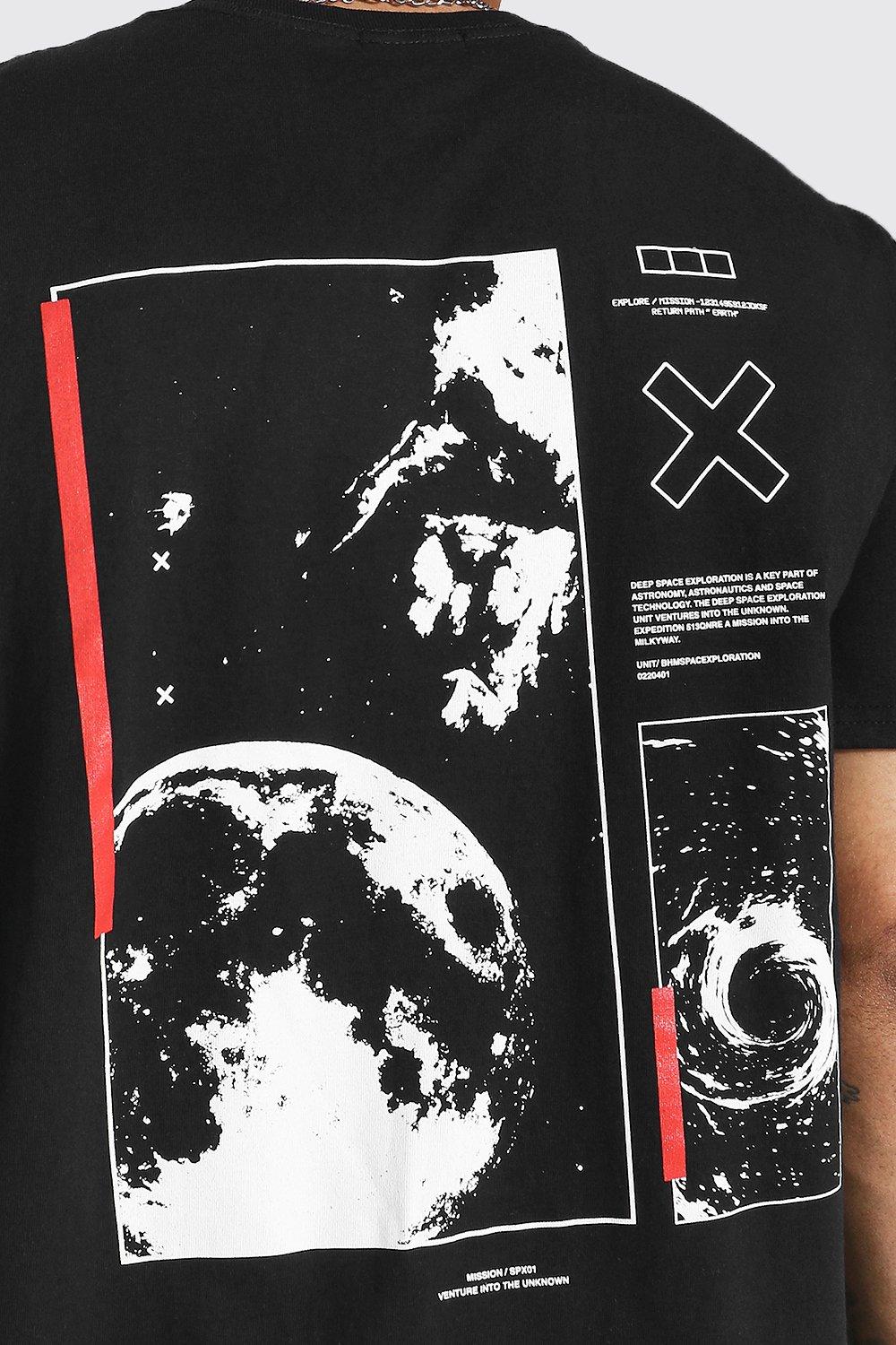 Men's Oversized Space Back Print T-shirt | Boohoo UK