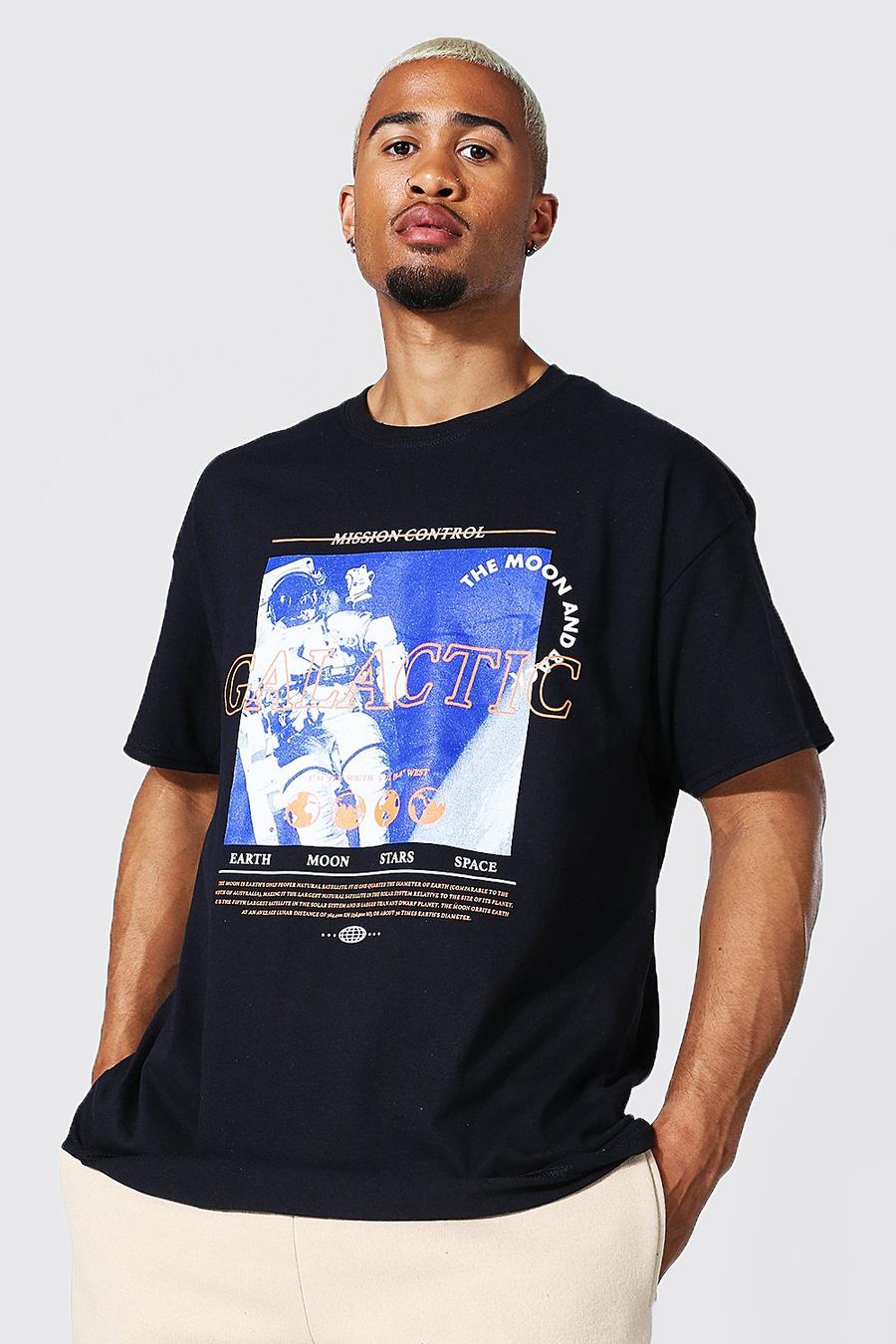 Übergroßes T-Shirt mit Galactic-Print, Schwarz image number 1