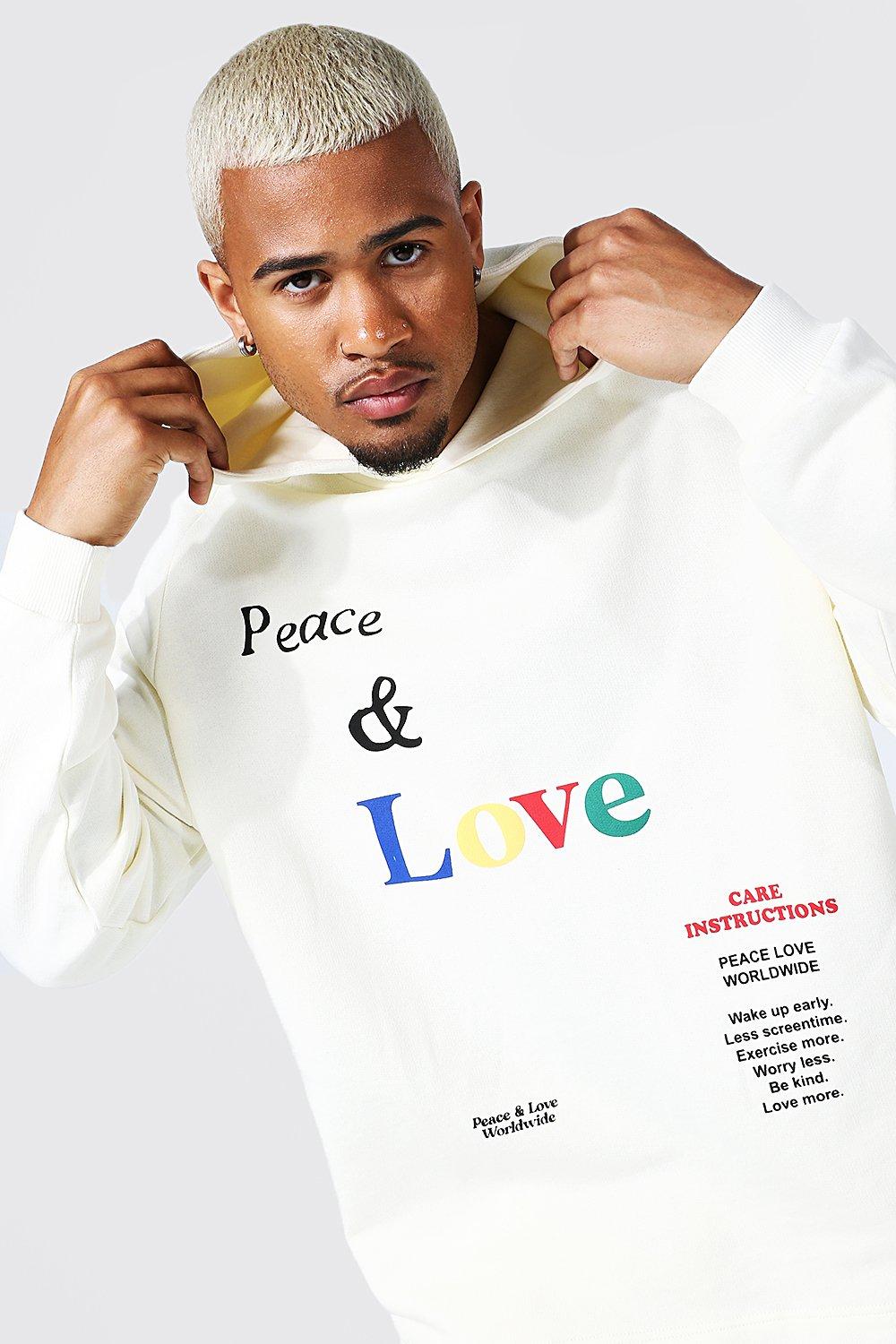 Oversized Peace and Love Hoodie Tracksuit | boohoo