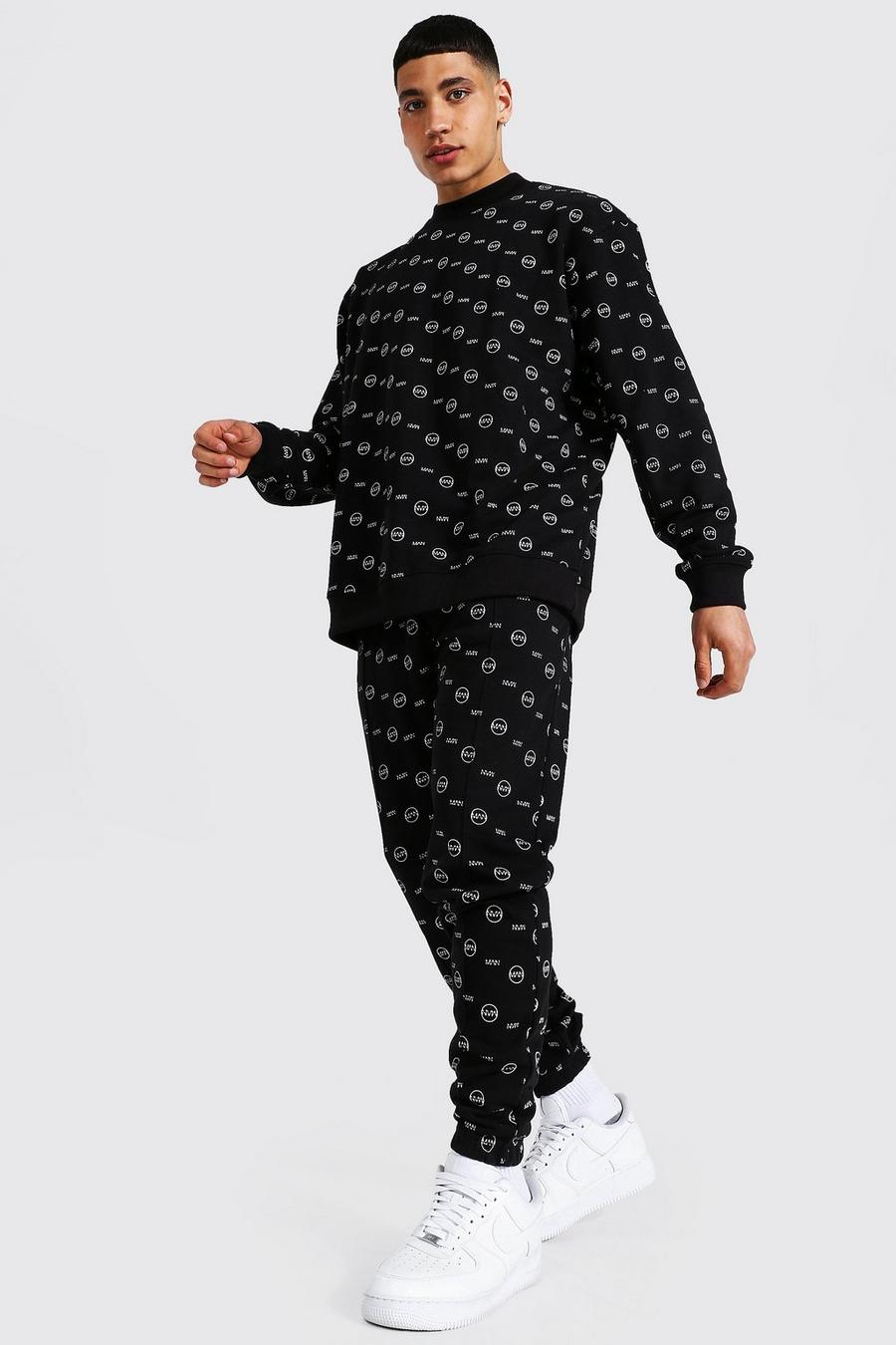 Black Oversized All Over Man Sweater Tracksuit image number 1