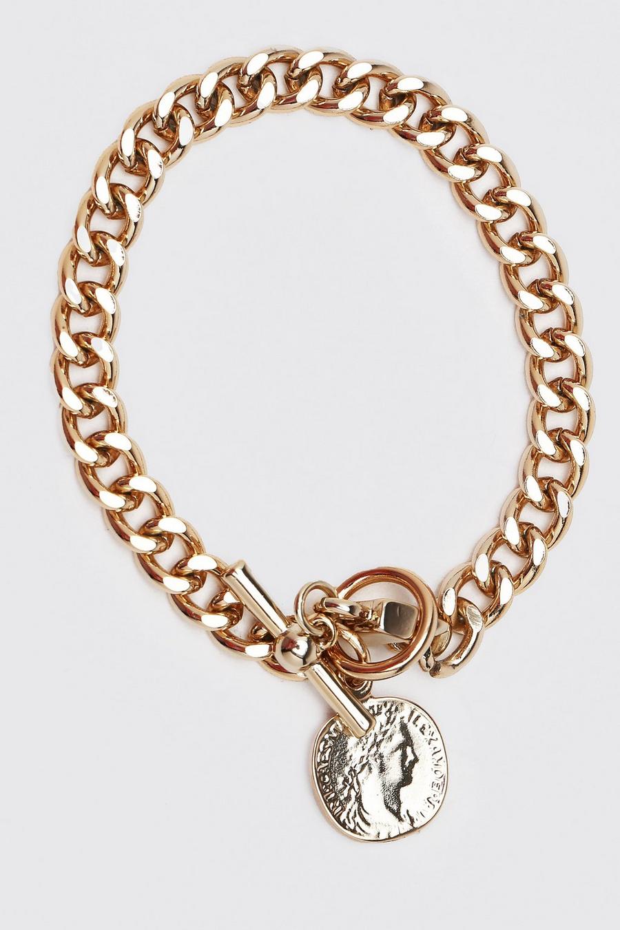 Gold Chain Bracelet With Toggle And Coin image number 1