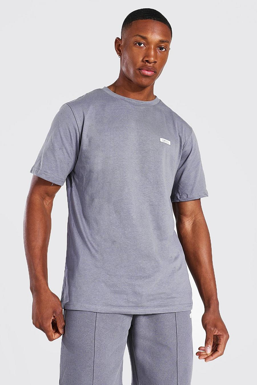 Charcoal Man Woven Tab Classic Fit Tee image number 1
