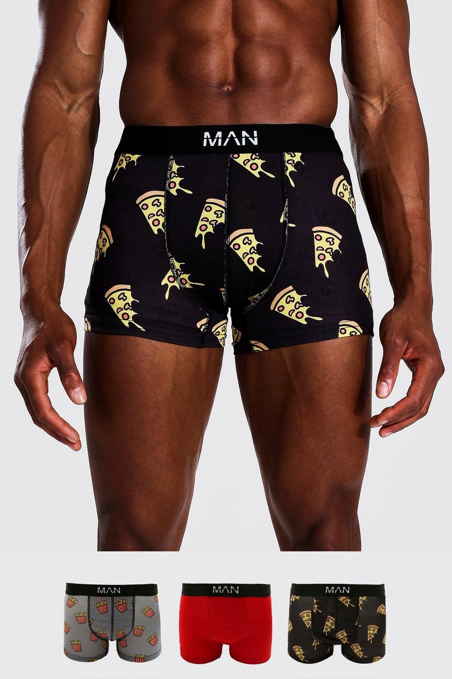 3er-Pack Man Dash Boxershorts mit Food-Print, Mehrfarbig image number 1