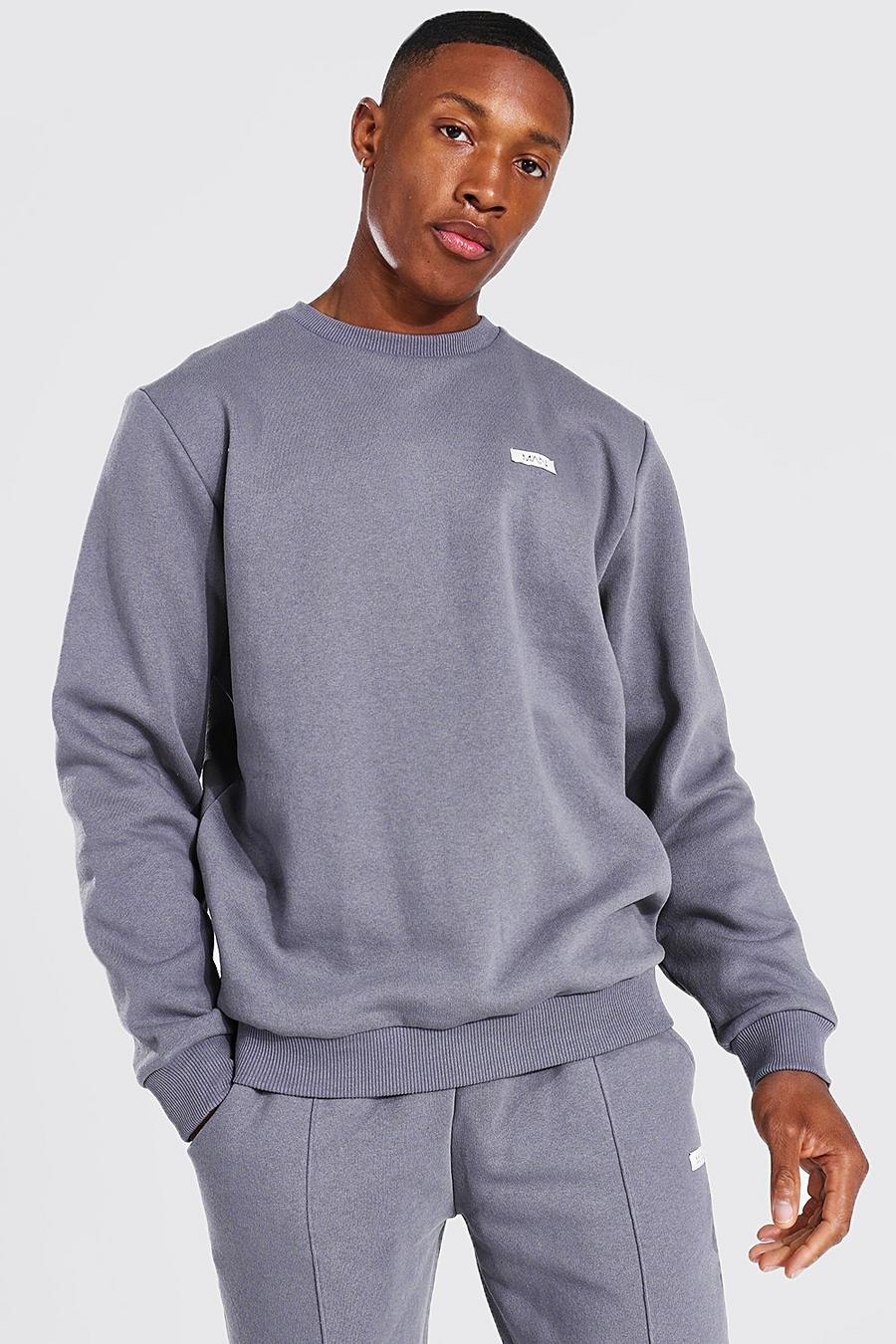 Man Sweatshirt mit Etikett, Charcoal image number 1