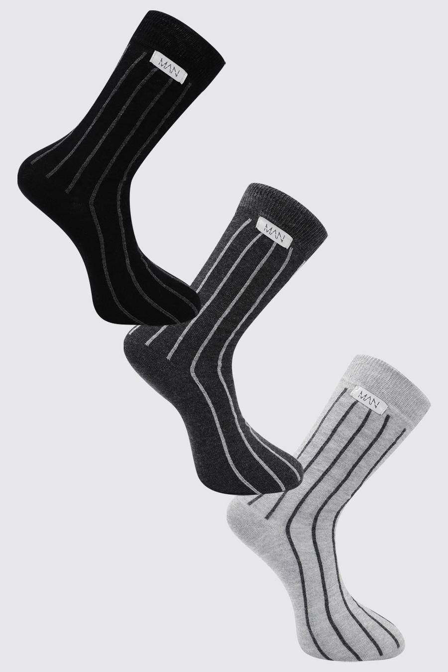 Grey 3 Pack Man Woven Tab Socks image number 1