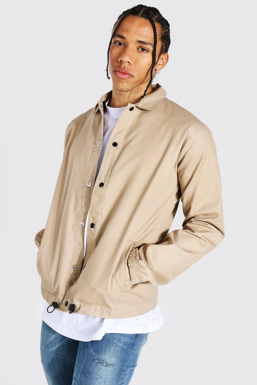 Stone Tall Twill Coach Jacket With Popper Fastening image number 1