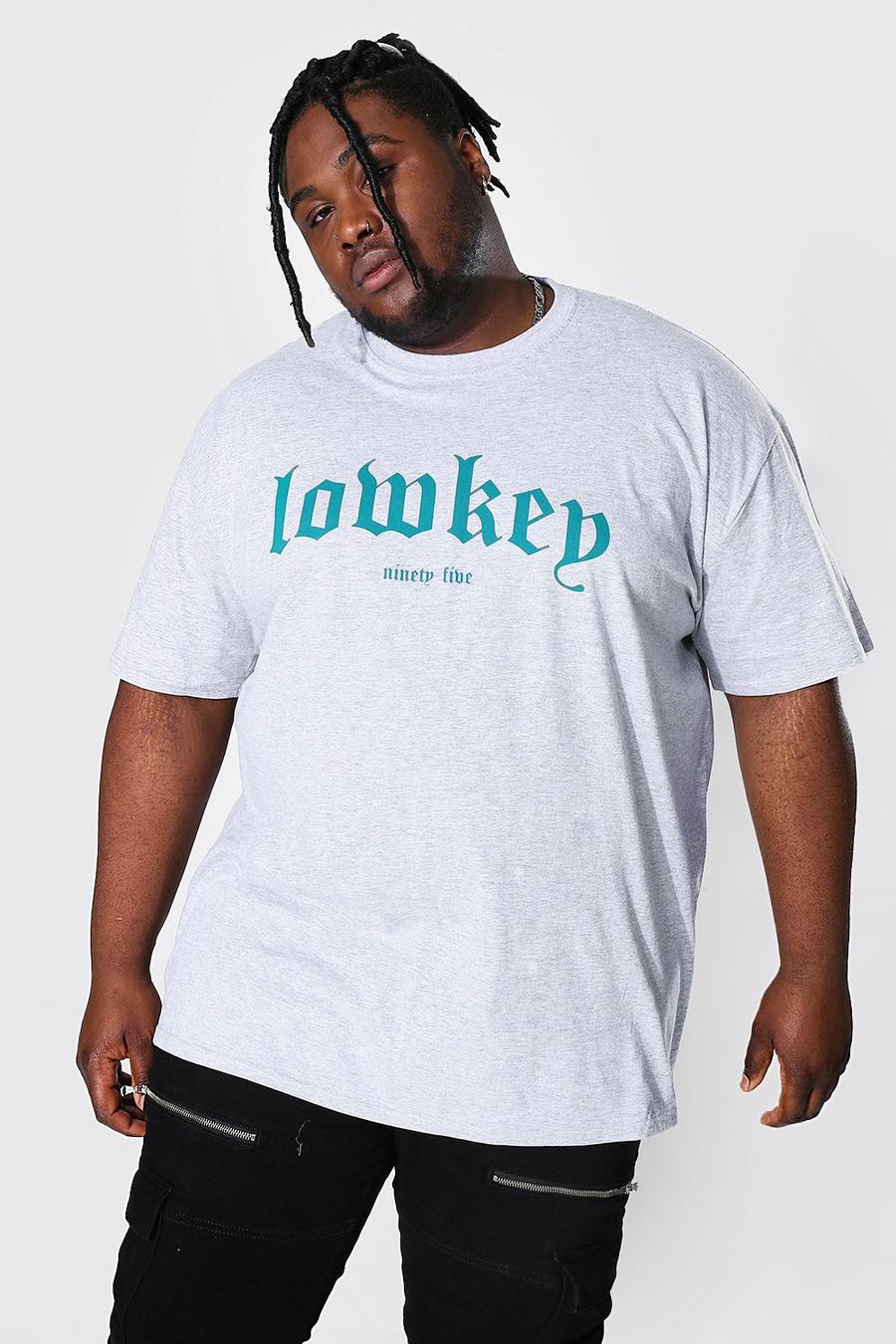 Grey marl Plus Size Low-Key Gothic Text T-shirt image number 1
