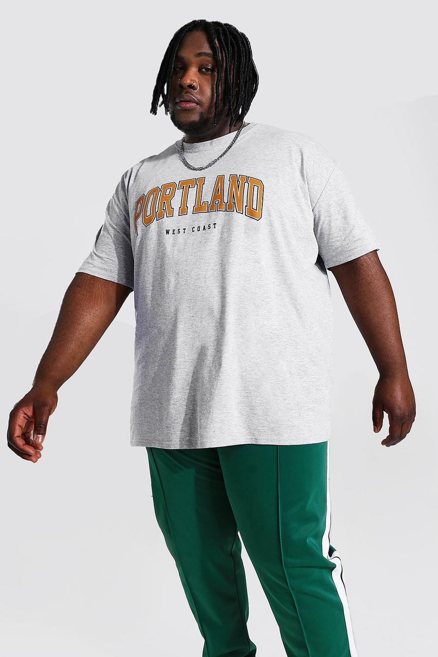 Plus Size T-Shirt mit Portland-Collegemotiv, Grau meliert image number 1