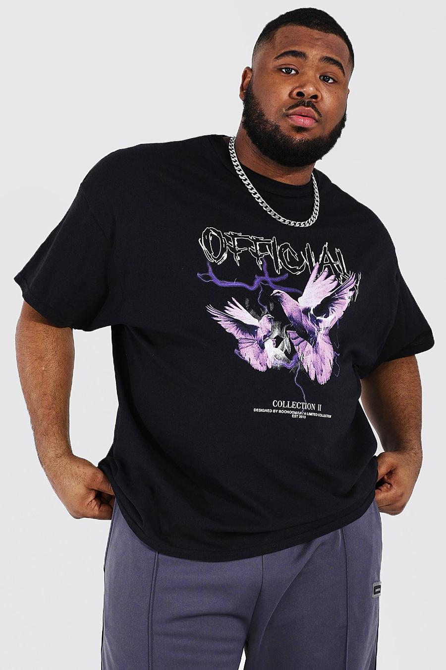 Black Plus Size Gothic Dove Graphic T-Shirt image number 1