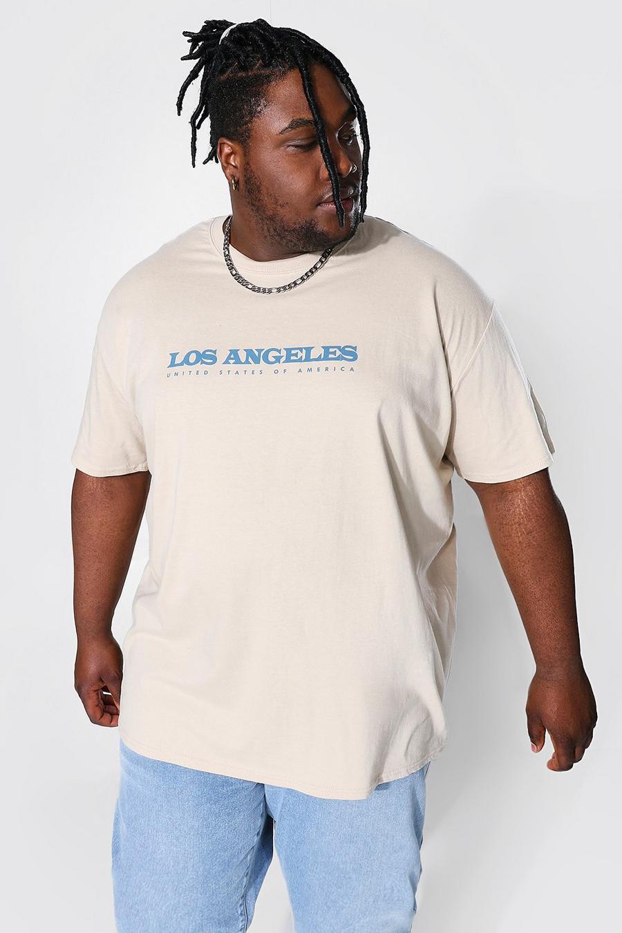 Plus Size T-Shirt mit Los Angles City Print, Sand beige image number 1