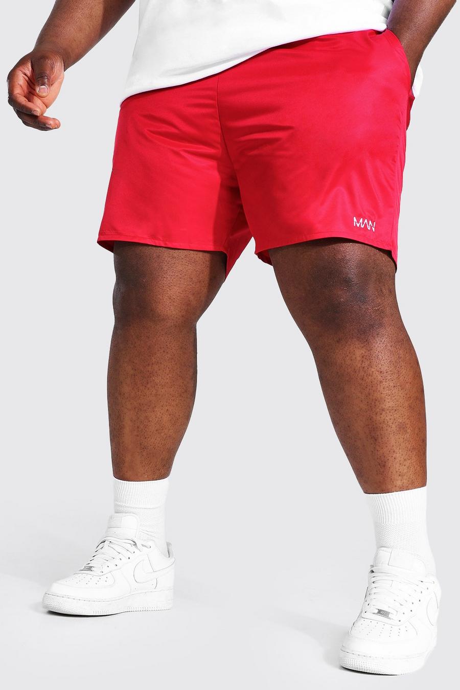 Costume a pantaloncino Plus Size con profilatura e scritta MAN, Rosso image number 1