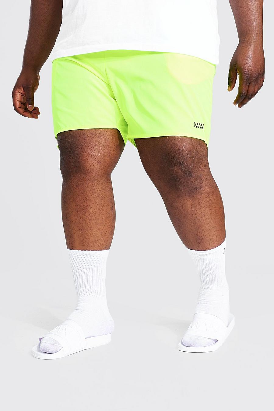 Costume a pantaloncino Plus Size con profilatura e scritta MAN, Lime image number 1