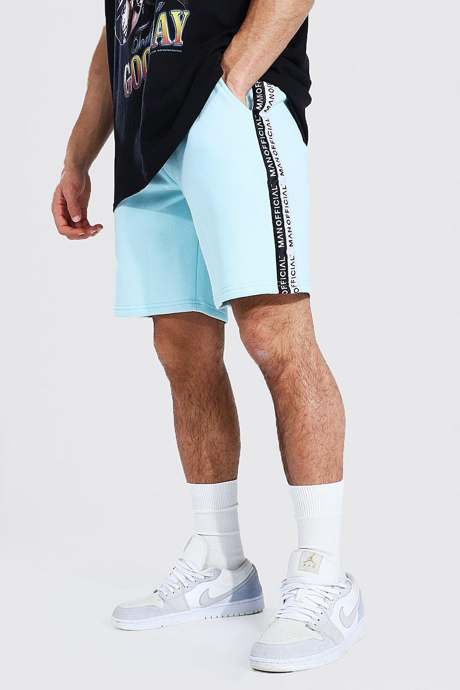 Pale blue Man Official Gestreepte Middellange Regular Fit Shorts image number 1