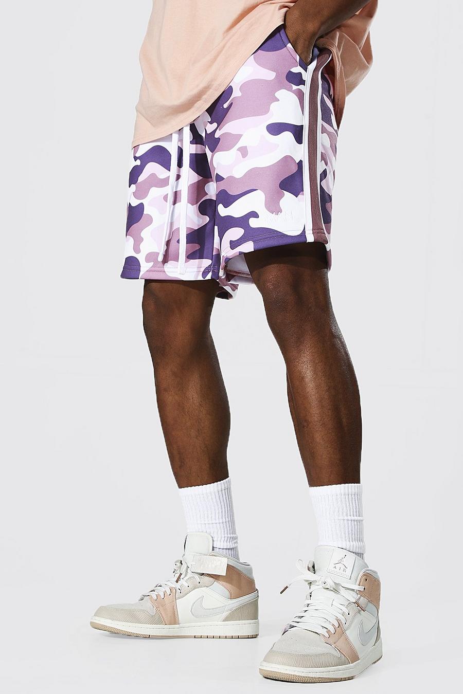 Pink Original MAN Kamouflagemönstrade shorts med sidopaneler image number 1