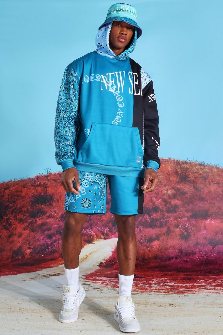 Teal Oversize hoodie och shorts image number 1