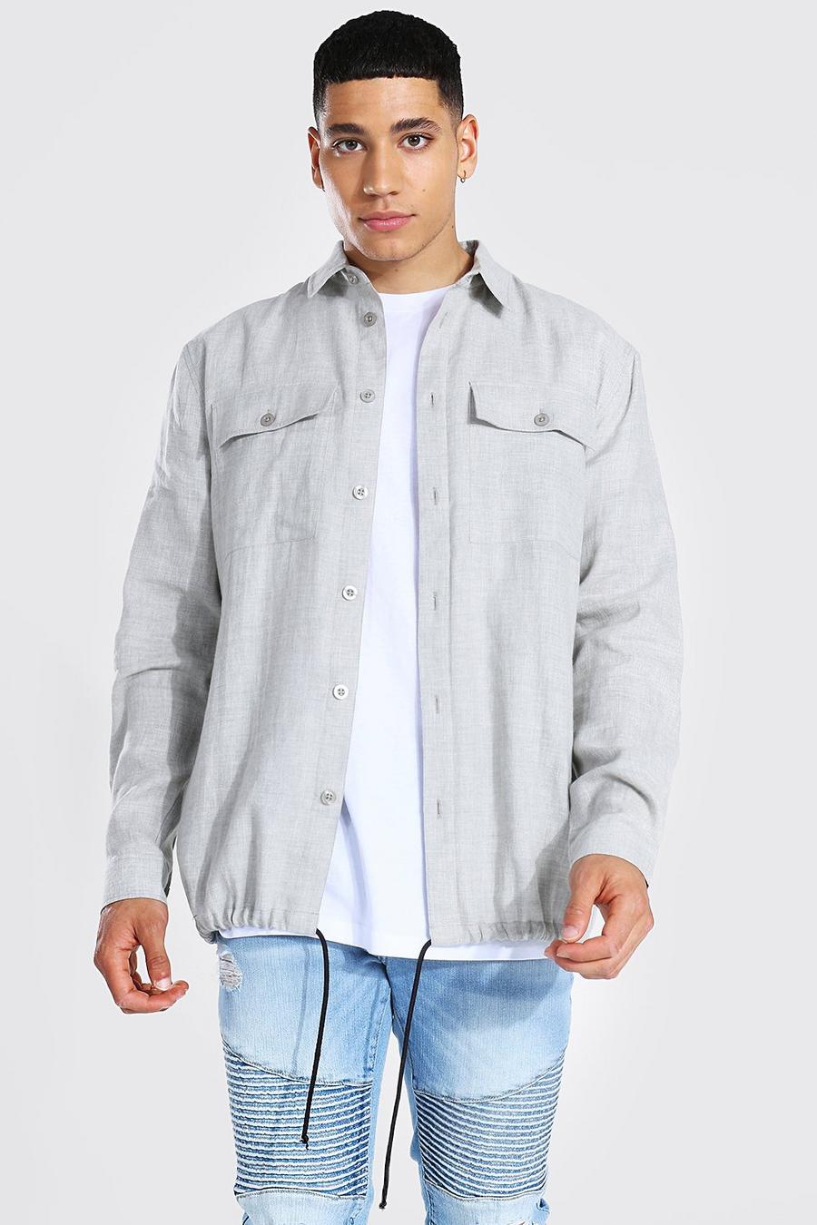 Grey Crosshatch Textured Overshirt image number 1