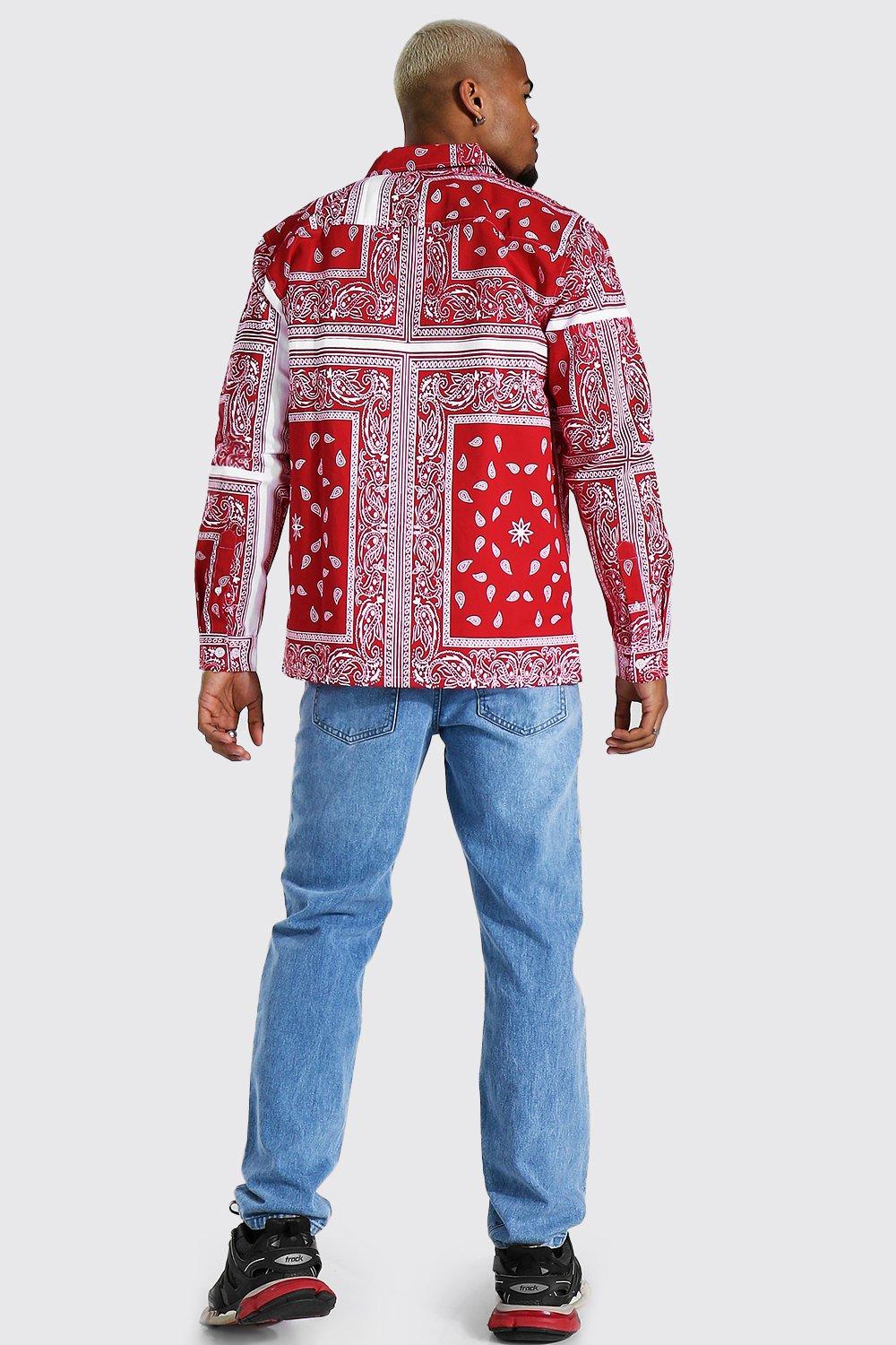 Zip Detail Bandana Shirt Jacket | boohoo USA Zip Detail Bandana Shirt Jacket | boohoo USA