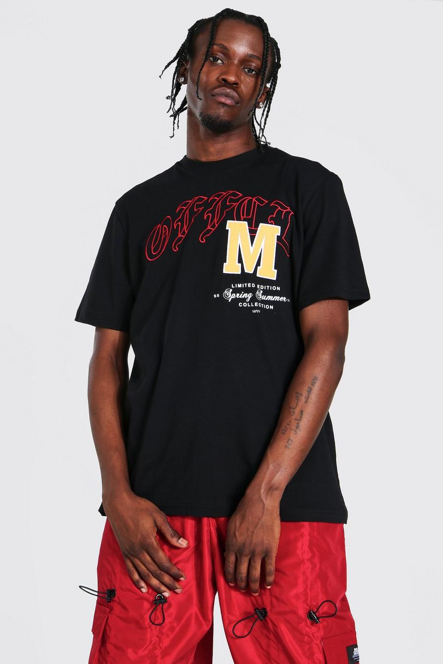 Oversize Official T-Shirt im College-Stil, Black image number 1