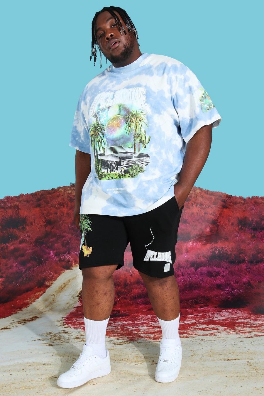 Blue Plus Homme Print Tie Dye Tee And Short Set image number 1