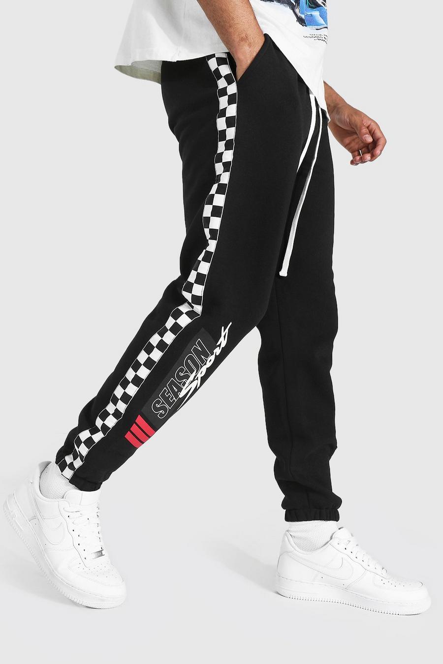 Black Regular Checkerboard Side Panel Jogger image number 1