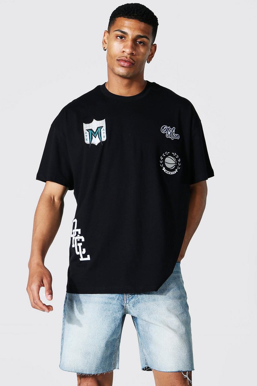 Black Oversized Ofcl Man Varsity T-shirt image number 1
