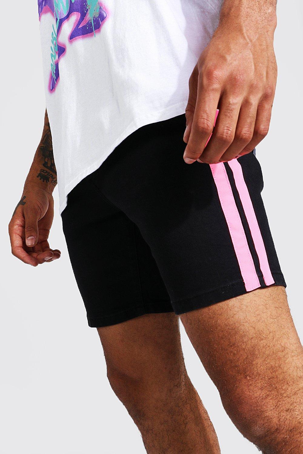 Denim shorts with side sales stripe