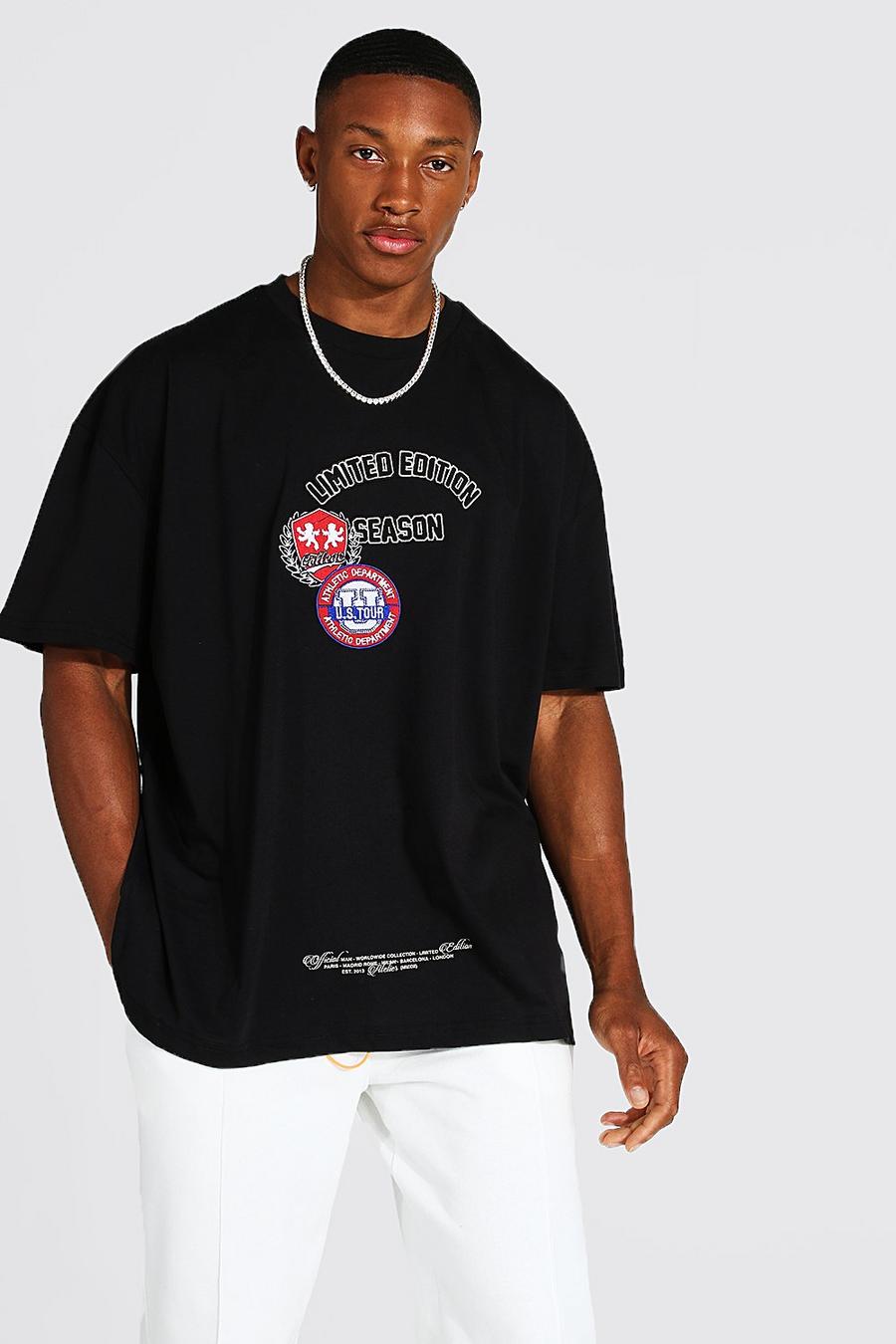 Oversize Limited T-Shirt im College-Stil, Black image number 1
