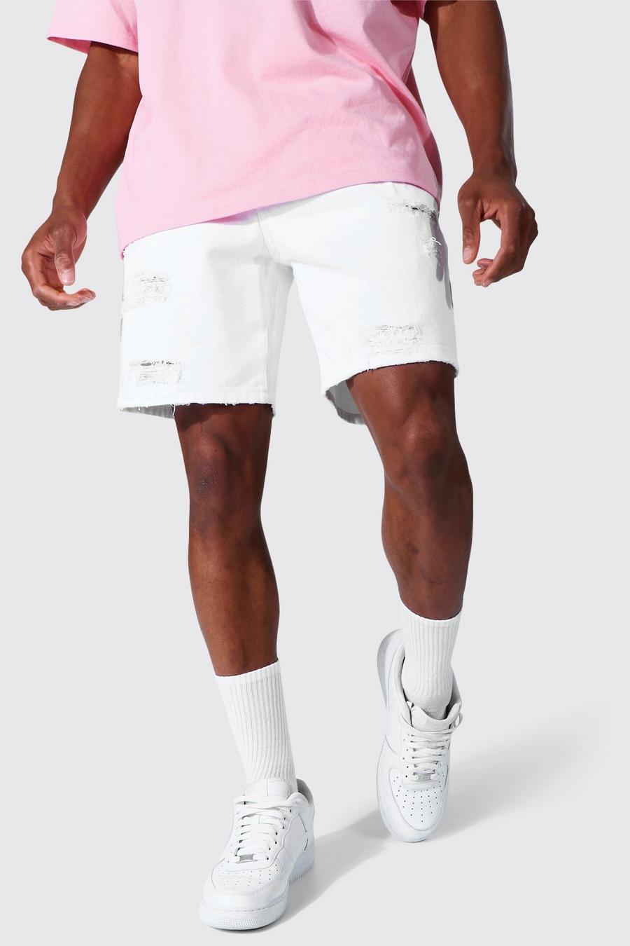 Relaxed Fit zerrissene Jeansshorts, White image number 1
