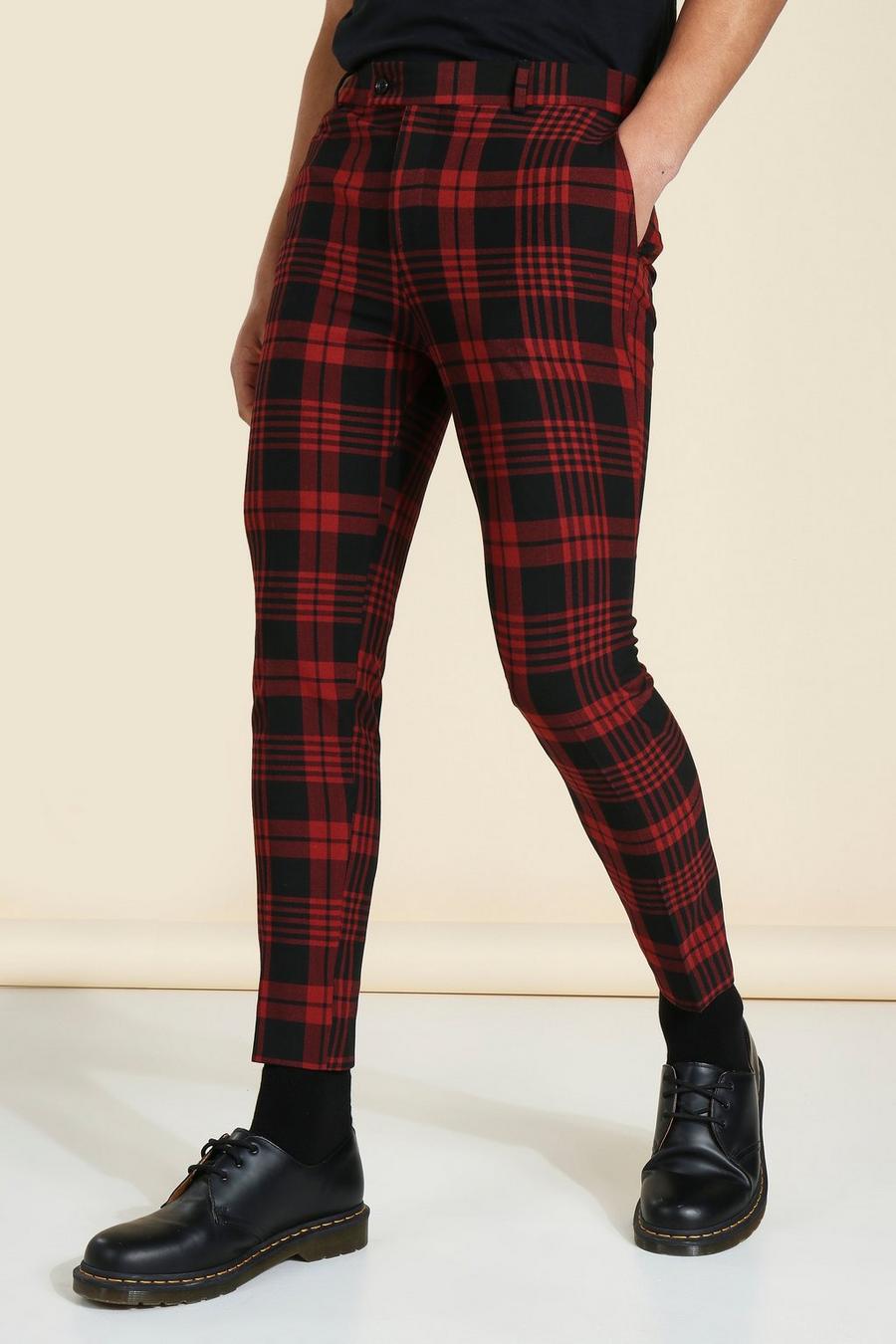 Black Super Skinny Check Tailored Trouser image number 1