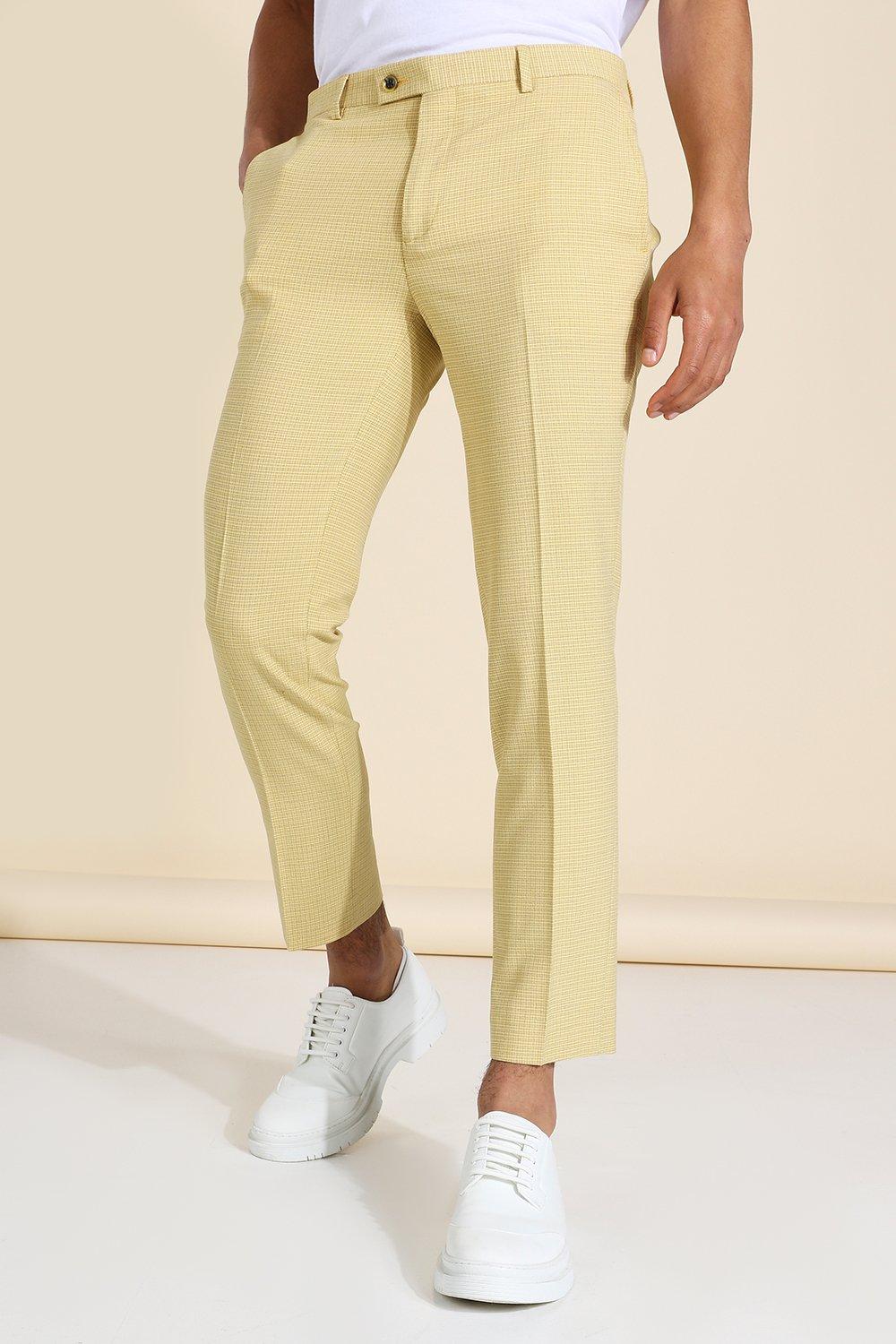 boohoo yellow check trousers