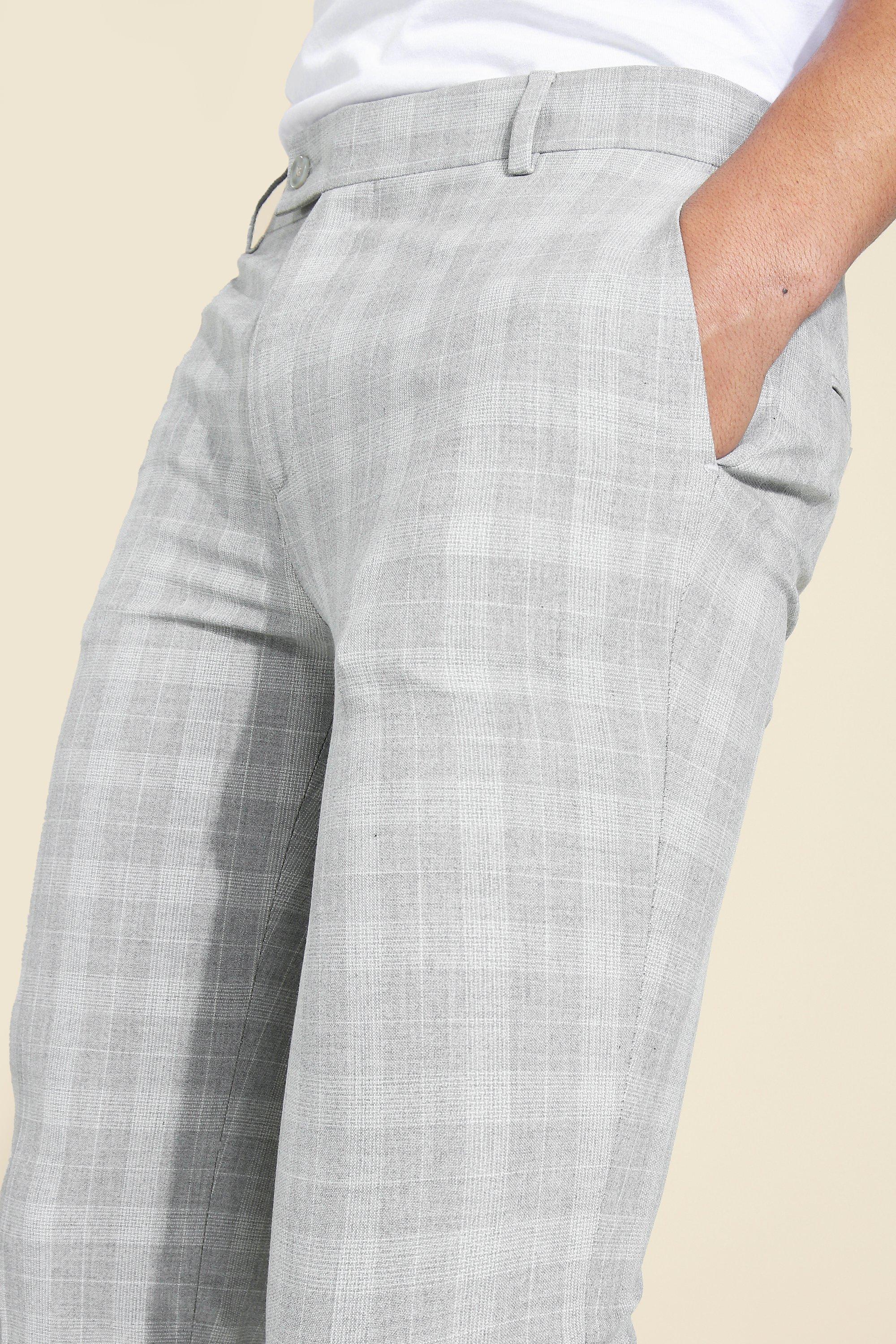 Men's Silver Gray Pants Concitor Mens Grey Trousers