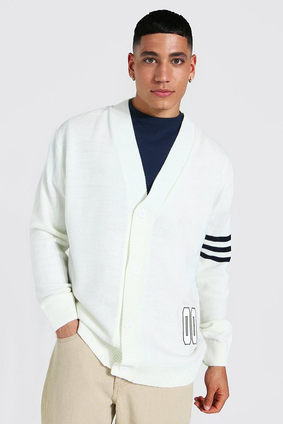 Cardigan Oversize con stemma grande Varsity, Navy image number 1