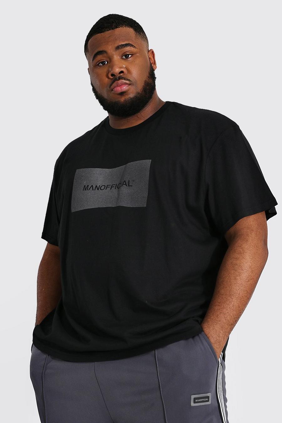 Black Plus Size Loose Man Reflective Box T-shirt image number 1