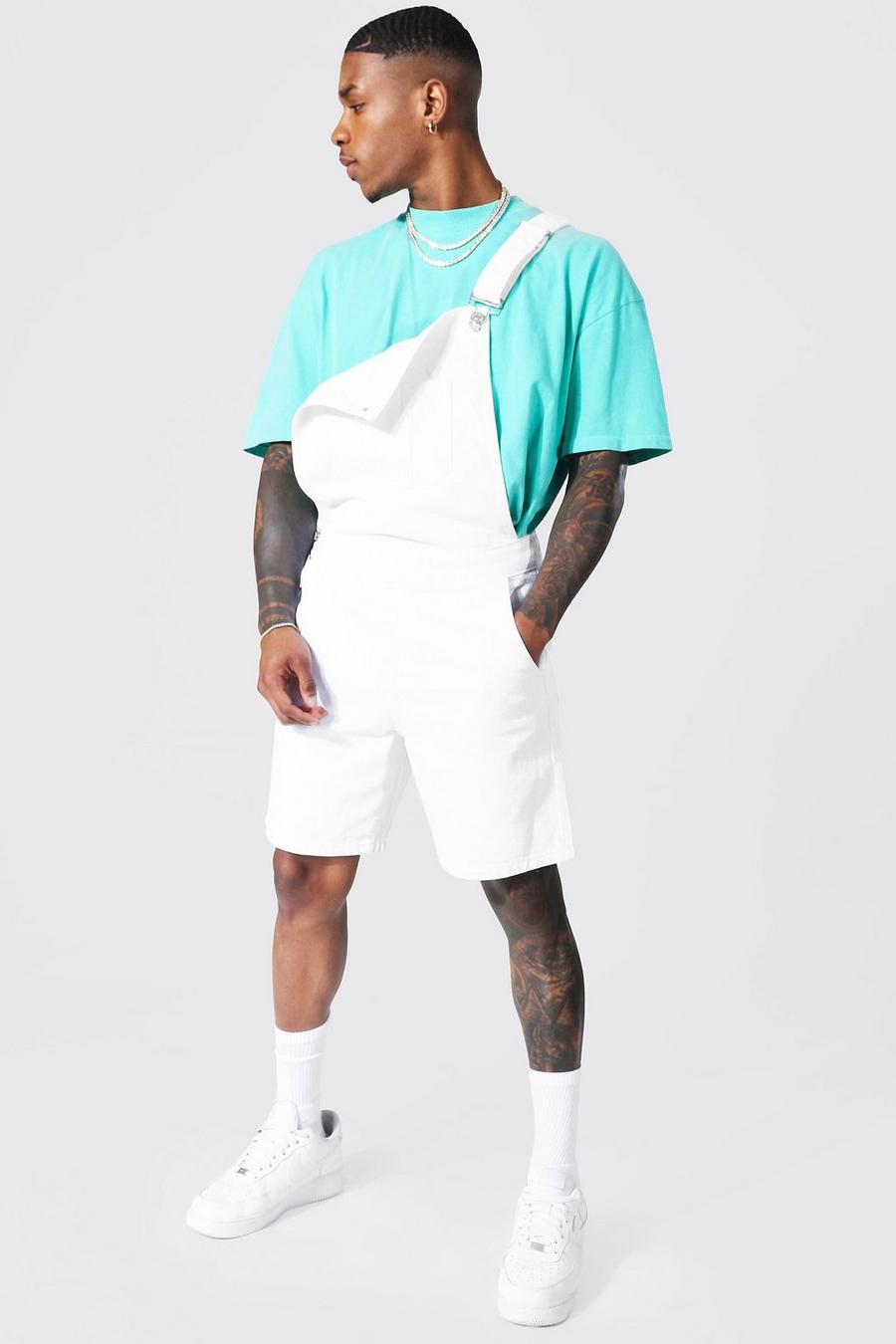 White Slim Fit Short Overall image number 1