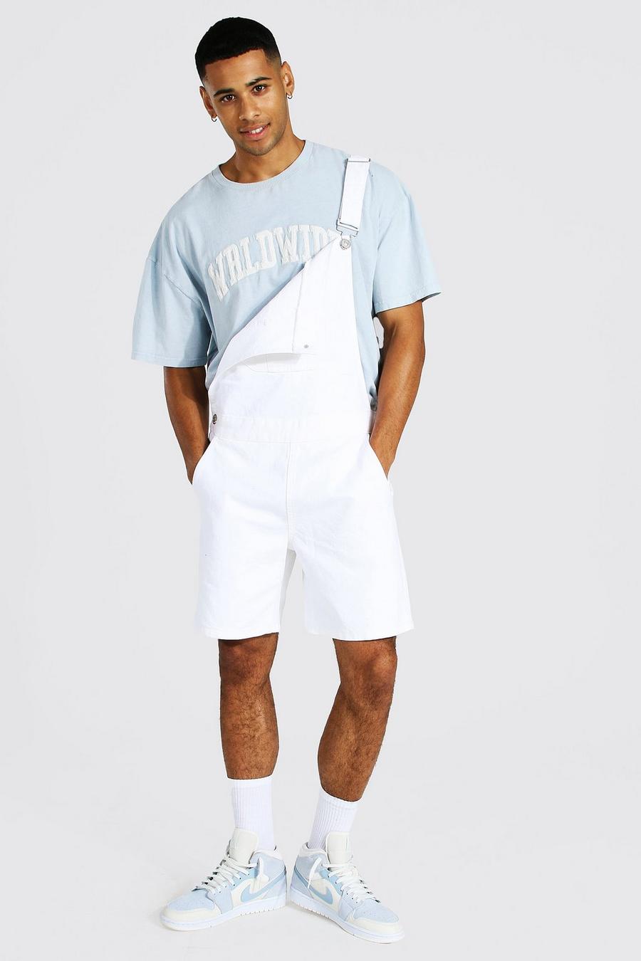 White Loose Fit Short Dungaree image number 1