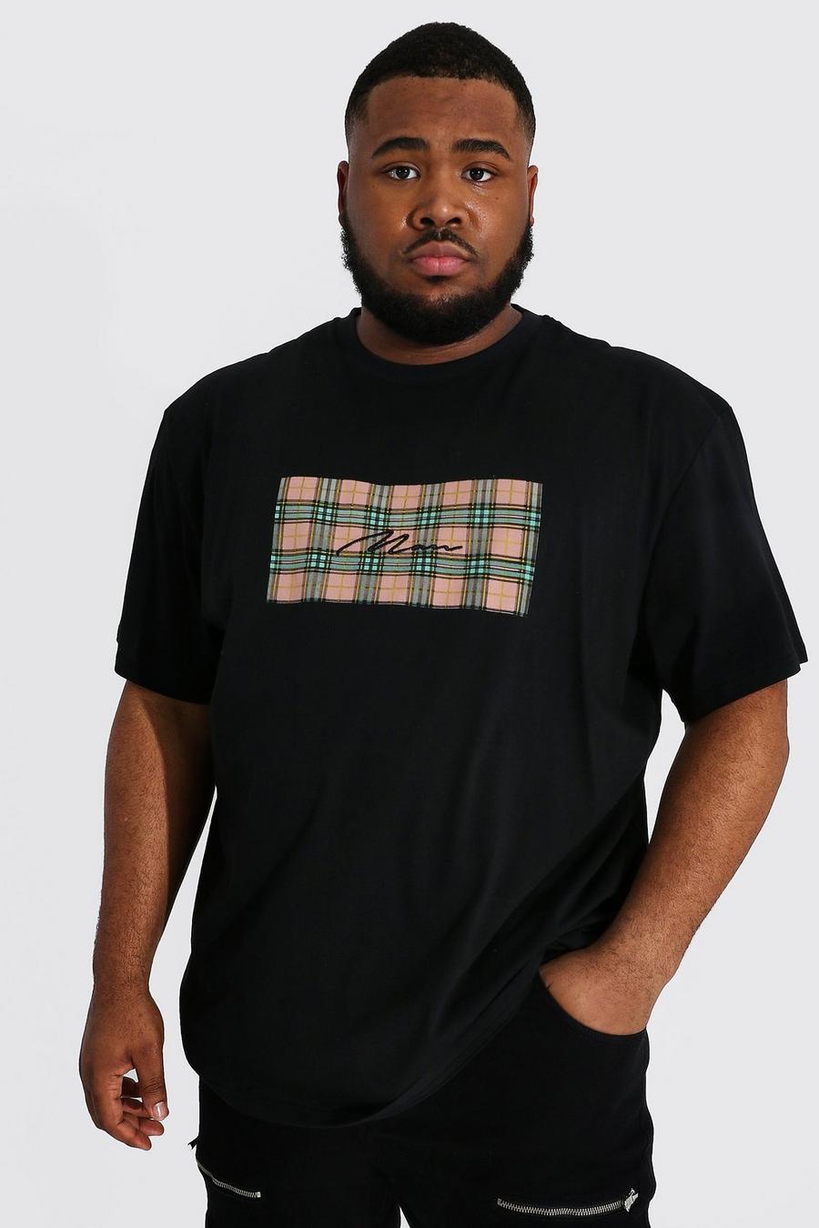 Black Plus Size Loose Fit Man Jacquard Box T-shirt image number 1