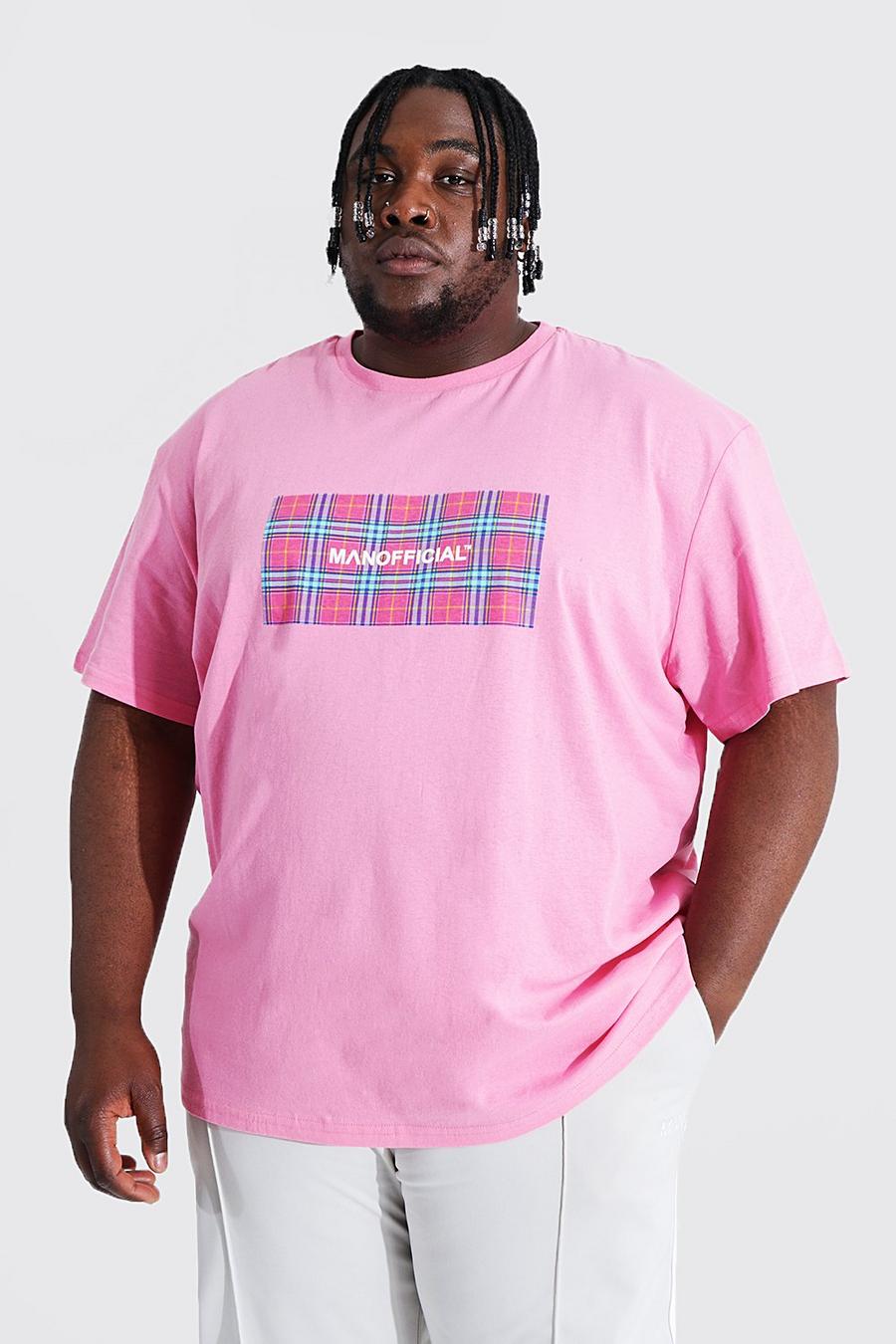 Pink Plus Size Loose Fit Man Jacquard Box T-shirt image number 1